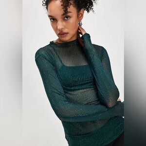 NWT Free People Intimately Dance All Night Long Sleeve - Uncut Emerald